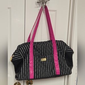 Betsey Johnson Stylish Black and Pink Quilted Women's Tote Bag